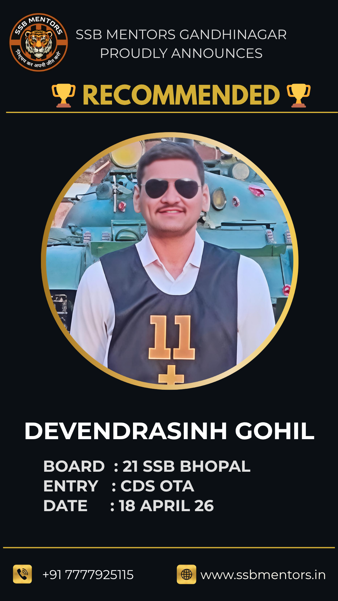 SSB Mentors recommended candidate success story